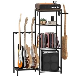 Multi Guitar Stand Rack, Guitar Stand with 4 Holder Position for Acoustic, Electric Guitar, Bass, Guitar Rack for Multiple Guitars with 4 Tier Storage Shelves for Guitar Amp Accessories - Les Beatles, Paul McCartney, John Lennon, RIngo Starr, George Harrison