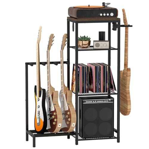 YAGEANNL Multi Guitar Stand Rack, Guitar Stand with 4 Holder Position for Acoustic, Electric Guitar...