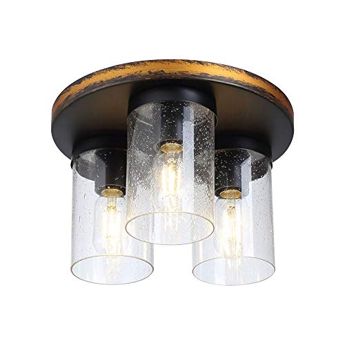 Lámpara de techo industrial vintage con 3 cabezas de cristal para balcón