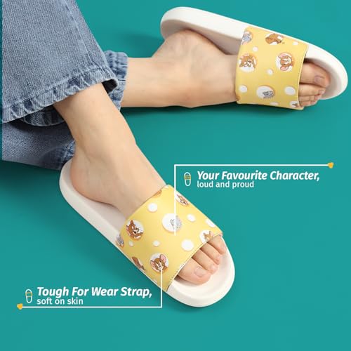 Image of YOHO Sliders for Women | Comfortable and Lightweight Slides | WB Cartoon & Comic Characters: Tom & Jerry, Big Bang Theory, Friends, Games of thrones and Wonder Woman Footwear for Girls