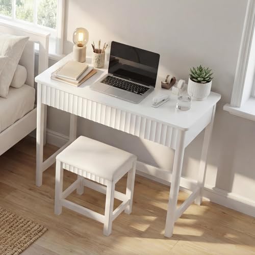 ChooChoo 40 Inch Modern Desk with Drawers, Makeup Vanity Desk