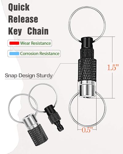 Oythiem Quick Release Keychain Keyring for Men, Women - Detachable Keychain Key Ring Quick Release for Easy Access to Your Keys, Pull Apart Key Chain Double Key Ring for Bag, Belt and Car (2 Black)