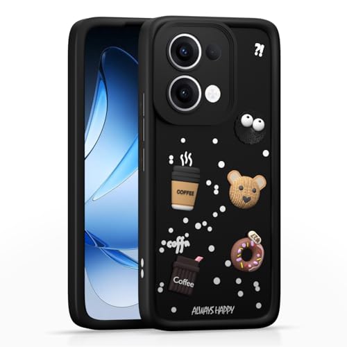 Image of Pikkme Back Cover for Oppo Reno 13 5G | 3D Cartoon Silicone Case Cute & Fun Full Protective Bumper Cover (Black)