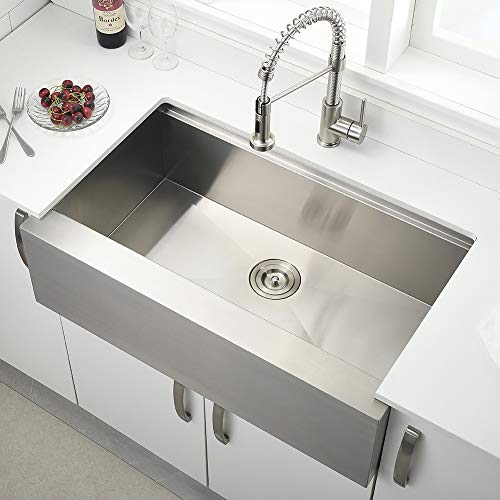 33-Inch-Farmhouse-Sink-Workstation-Stainless-Steel-VOKIM-33X22-inch-Farmhouse-Sink-16-Gauge-Stainless-Steel-Ledge-Workstation-Flat-Apron-front-Single-Bowl-Farm-Kitchen-Sink 33 Inch Farmhouse Sink Workstation Stainless Steel VOKIM 33X22 inch Farmhouse Sink 16 Gauge Stainless Steel Ledge Workstation Flat Apron front Single Bowl Farm Kitchen Sink