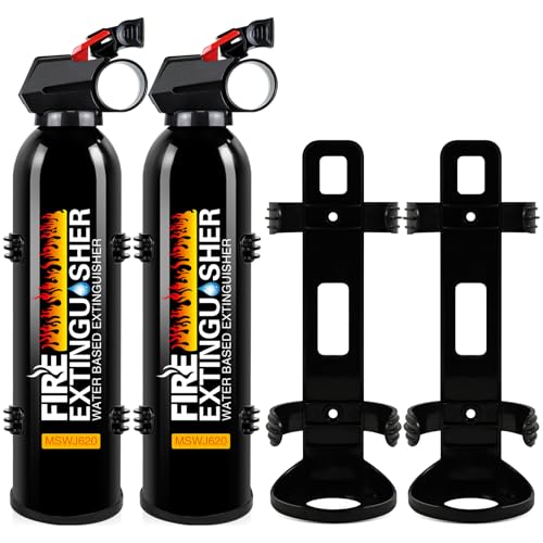 2Pack Fire Extinguisher with Mounting Bracket - 4 in 1 Portable A, B, C, K Fire Extinguishers for Boat, 620ml Mini Water-Based Flame Extinguisher for Car, Home, Kitchen, RV, Truck & Office