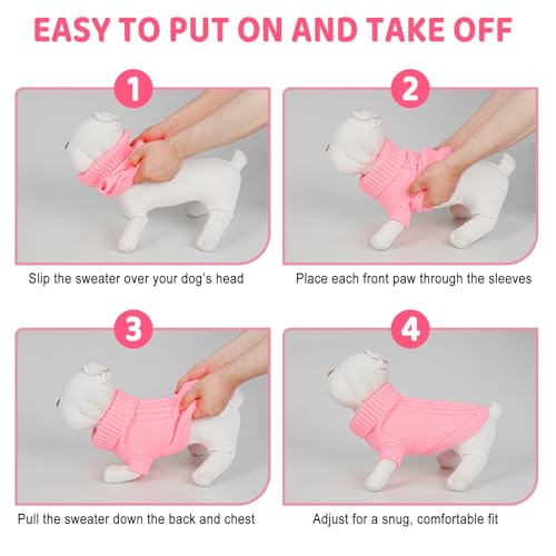 Image of Cozy Stretch Dog Turtleneck Sweater -Soft Warm Dog Knit Sweaters for Boy Girl Pets, Christmas Sweater Pullover for Small Medium Large Pup Winter Outfit,Pink XXL