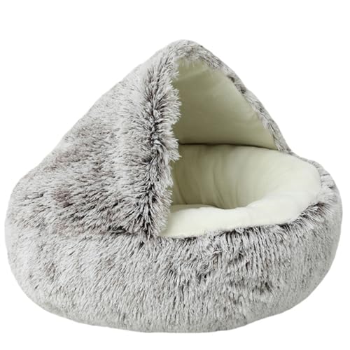 Beskie Lit Apaisant pour Chien & Lit pour Chat, Coussin Moelleux en Peluche pour Chiot, Petite Grotte pour Chaton, Lit en Forme de Donut pour Petit Chien, Sac de Couchage d’Intérieur pour Chat, Doux