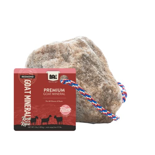 REDMOND Goat Mineral Rock on a Rope Unrefined Salt (3-5 LB Rock)