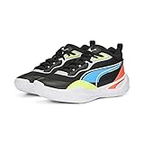 PUMA Playmaker Pro JR Basketballschuh, Jet Black-Lime Squeeze, 39 EU