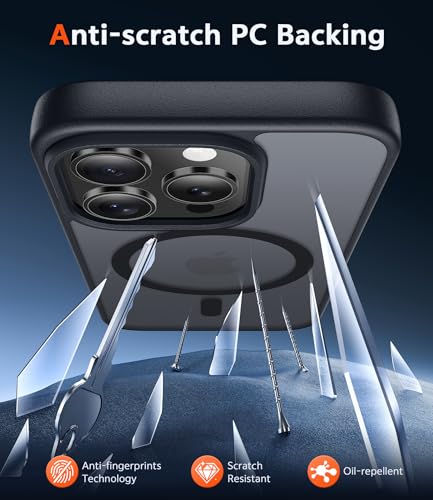 Image of FNTCASE for iPhone 16 Pro-Max Case: Matte Magnetic Phone Cases with Screen Protector Compatible with Magsafe Slim Anti Yellowing Rugged Shockproof Protective Translucent Cell Cover