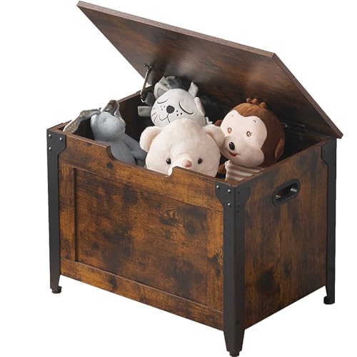 GAOMON Storage Chest, Wooden Storage Trunk with Metal Frame, Entryway Shoes Bench, Large Storage Organizer, Modern Style Lift-Top Storage Chest with Safety Hinge for Bedroom, Living Room