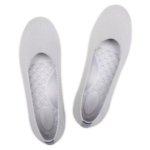Image of Frank Mully Women's Ballet Flat Shoes Knit Dress Shoes Round Toe Slip On Ballerina Flats for Woman Low Wedge Comfort Soft