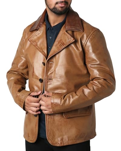 Men's Brown Genuine Real Cowhide Coat Jacket | Brown Cowhide Leather Jacket2