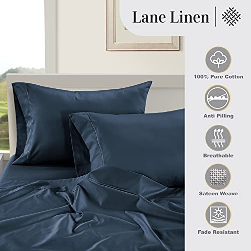 LANE LINEN Pillow Case Covers King Set of 2 100% Egyptian Cotton Sateen Soft Cool & Smooth 1000 Thread Count Cases - Denim