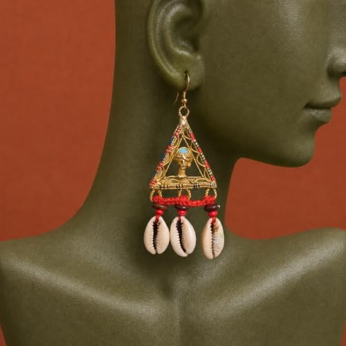 Image of Handcrafted Tribal & Dhokra Art Earrings Collection for Women - Royal Boho Statement Designs in Brass, Wooden, Beaded & Geometric Styles