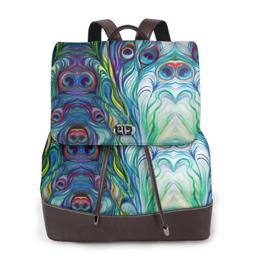 Sac à dos cuir imprimé plumes de paon pour exprimer votre originalité