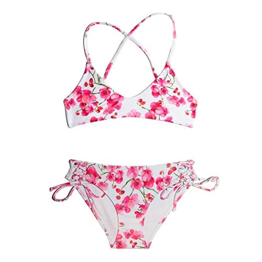 Girls 2-Piece Padded Swimsuit Cherry Blossoms Bikini for Tweens, Teens and Juniors