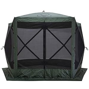 Gazelle 5 sided outdoor portable pop up screened gazebo canopy tent with carry bag and stakes for parties and other outdoor occasions alpine green  urban country home decor