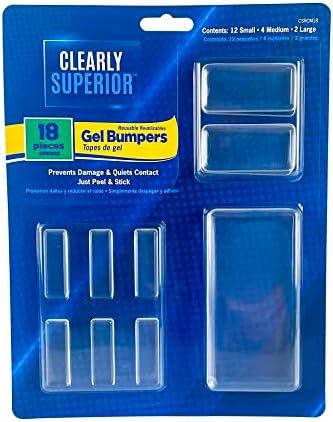 Clearly Superior Furniture Bumpers, Door Stops & Wall Protectors – Rectangle Variety Pack of 18, Small, Medium & Large – Shields Walls, Furniture, Appliances – Quiets Contact & Prevents Damage