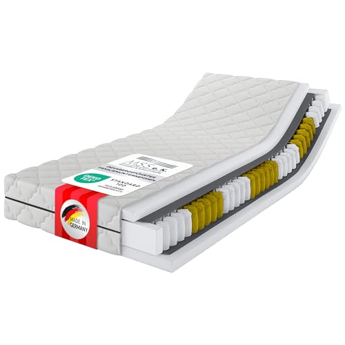 MSS e.K. Tonnentaschenfederkernmatratze Medic Plus | 90x200 cm | Härtegrad H3 | ergonomische 7 Zonen Matratze | Höhe ca. 21 cm| Oeko-Tex Zertifiziert | Made in Germany