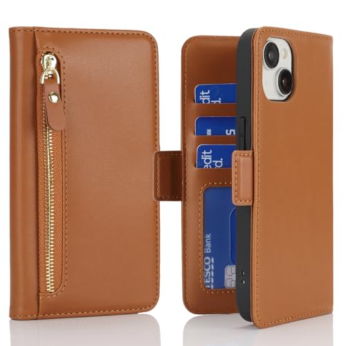 Étui portefeuille iPhone 14 Havaya marron : protégez votre écran et vos cartes