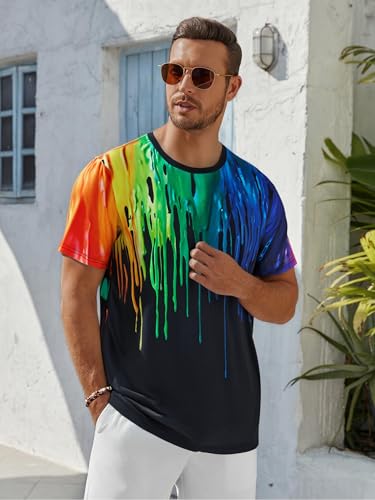 Mens Short Sleeve Vintage T Shirt Summer Irregular Graphic Tops Tee Casual Short Sleeve Shirts Top2