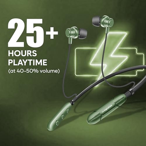 Image of Bluetooth Neckband Earphones, Bluetooth V5.4, 25+ Hours Playtime, C-Type Fast Charging Port, Multi-Function Integrated Controls, Green