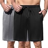 Ekouaer Men's Pajama Shorts Soft Sleepwear Bottoms Elastic Waistband Loungewear Breathable Men Shorts with Pockets 2 Pack
