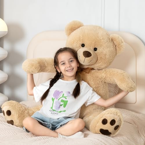 Tezituor Big Teddy Bear Stuffed Animal 39inch - Classic Large Teddy Bear - Brown Large Stuffed Bear Plush Toys for Kid Christmas Birthday - Gift for Girlfriend by Tezituor - Used condition - Image 3