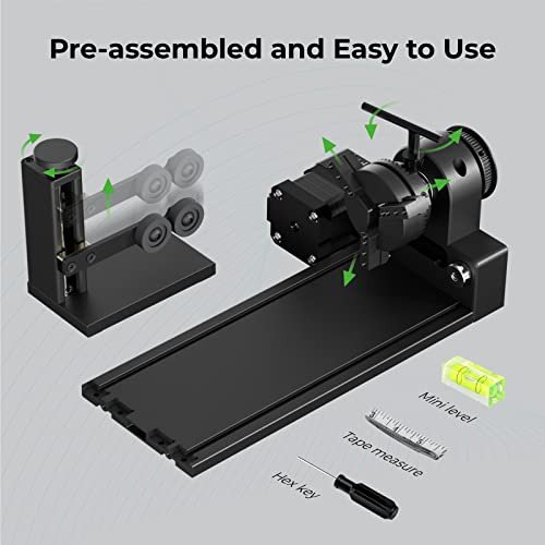 xTool RA2 Pro for xTool S1, F1, F1 Ultra, P2, M1, M1 Ultra, D1 Pro and Most Laser Engraver (Must with Riser), Y-axis Rotary Roller for Engraving Cylindrical Objects, Wine Glass, Tumbler by xTool - Image 6