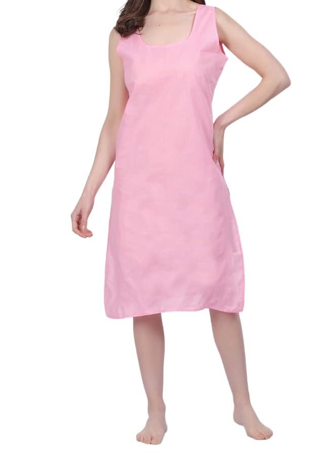 Image of Women's Sleeveless Cotton Inner Slip Dress Round Neck Soft Comfortable Fit Full Length Camisole Innerwear Summer top Undergarment for Girls