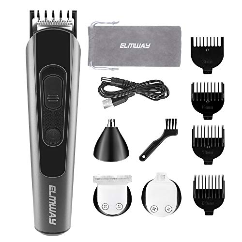 Rechargeable 4 in 1 Hair Trimmer Haircut Clipper & Grooming Kit for Men - For Beards,Mustaches,Hair,Stubble,Ear,Nose and Body