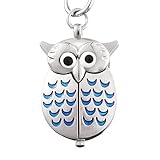 Youyoupifa Cute Owl Style Stainless Steel Case Quartz Keychain Watch (Blue)