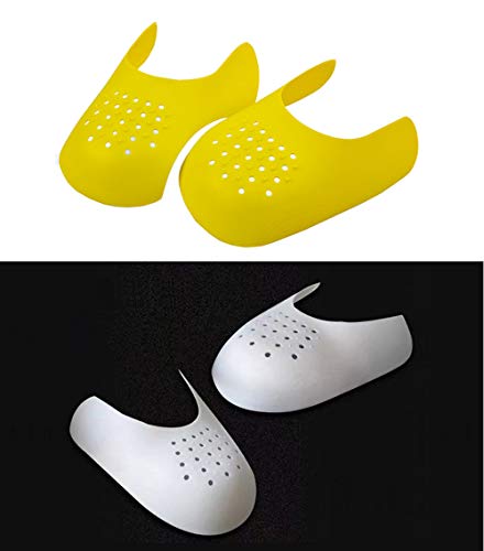 WKBY 2 Pares Zapato Shields Sneaker Protector Shields Antiarrugas Disminución de pliegues (White+Yellow)