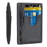 LATKWO Ultra Thin Minimalist Wallet for Men and Women - RFID Blocking Card Holder with 8 Slots, Front Pocket Wallet, Slim Travel Essentials, Credit Card Protector(3.1x4.3in)