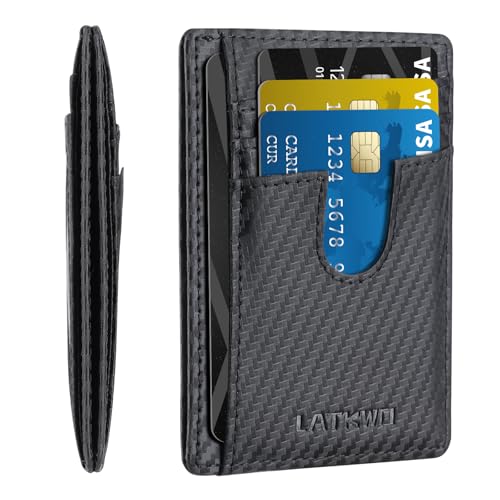 Ultra Thin Minimalist Wallet for Men and Women - RFID Blocking Card Holder with 8 Slots, Front Pocket Wallet, Slim Travel Essentials, Credit Card Protector(3.1x4.3in)