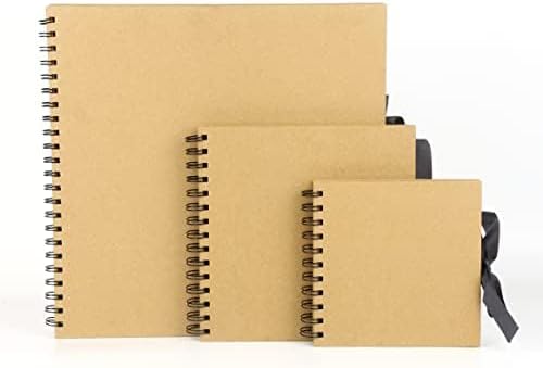 Small Brown Scrapbook Photo Album 100 Pages/50 Sheets, 200gsm Kraft Square Scrap book with Ribbon Closure – Ideal for Scrapbooking, Arts, Crafts and DIY (15x15 cm)