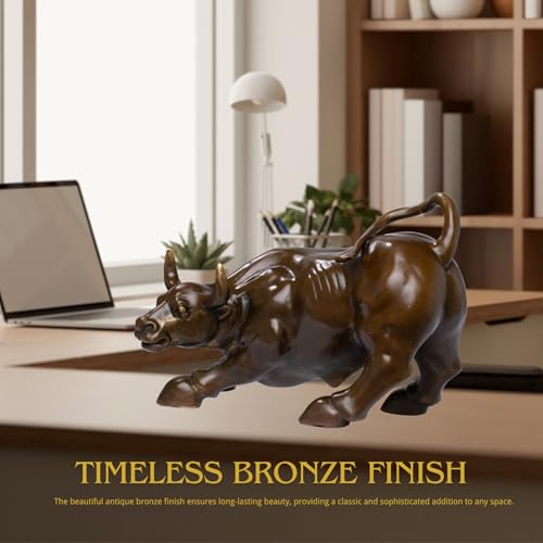 Estatua de Toro de Bronce Realong 11 pulgadas miniatura 5