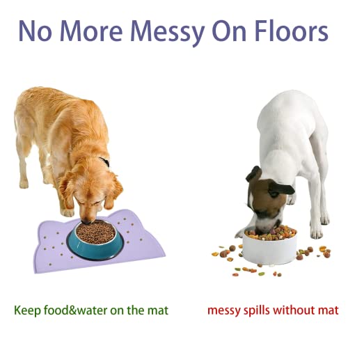 Cat Food Mat, Silicone Pet Feeding Mat For Floor Non-Slip Waterproof Dog Water Bowl Tray Cushion (17" X 10", Periwinkle Blue) #TOP2