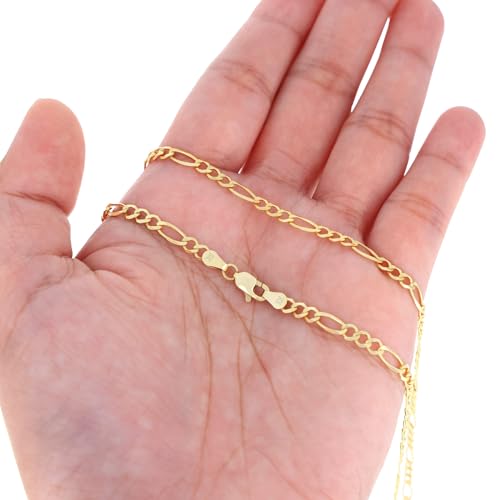 Nuragold 10K Real Yellow Gold Solid Figaro Link Chain Bracelet 7"-9" (2.25mm-9.5mm) Italian Jewelry for Men & Women4