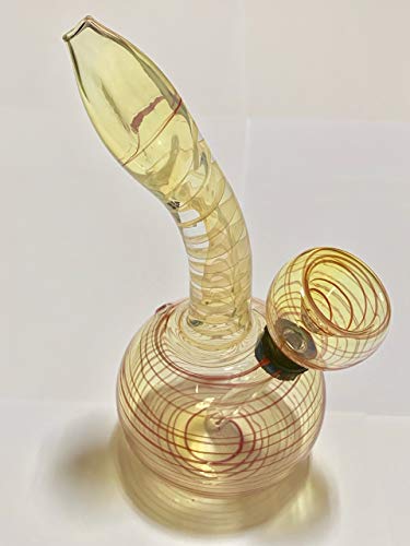 Glass Art: 6" Inch Glass Bottle Device With Detachable Glass Straw Water Manual Tube :GA-B1