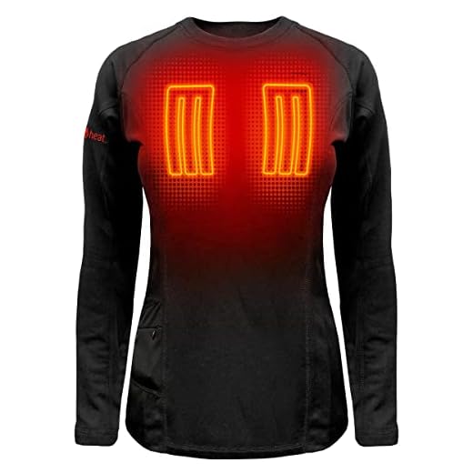 ActionHeat Base Layer Battery Operated Heated Shirt Women – Electric Heated w/ 3 Heat Panels for Camping, Skiing, Hunting