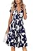 OUGES Damen Sommerkleid Kurzarm V-Ausschnitt Knielang Blumenmuster Midi Kleid mit Taschen(FloralZ30-419,L)