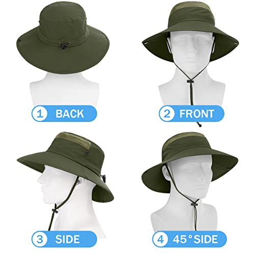 3 Pack Mens Boonie Sun Hat Women Uv Protection Outdoor Bucket Hat With Wide Brim For Fishing,Hiking,Safari & Gardening (3 Pack-Dark Grey＆Light Grey＆Army Green) #TOP7