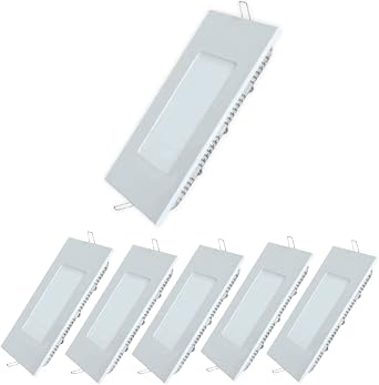 LED Recessed Ceiling spotlights | Flat Ultra Slim LED Panel Light | 6W 9W 12W 15W 24W Squre Cool White 6500K downlights 9W, Pack of 6 [Energy Class A]