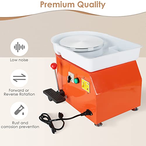 Maopiner 350W Electric Pottery Wheel Machine 25Cm Removable Abs Basin,Pottery Ceramic Clay Work Forming Machine With Adjustable Lever And Feet Lever Pedal (Orange) #TOP2