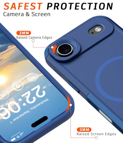 Diverbox Magnetic for iPhone Air Case-(Compatible with MagSafe) Heavy Duty Protection Phone Case with Camera Control Button with Screen Protector Shockproof Drop-Proof 6.5 inch (Blue) - image 4
