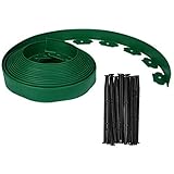 Breadom Kunststoff-Raseneinfassung Raseneinfassung – Flexible Garteneinfassung, Flexible Raseneinfassung, zusammenklappbarer Gartenrasen, 30 Nägel pro 10 Meter