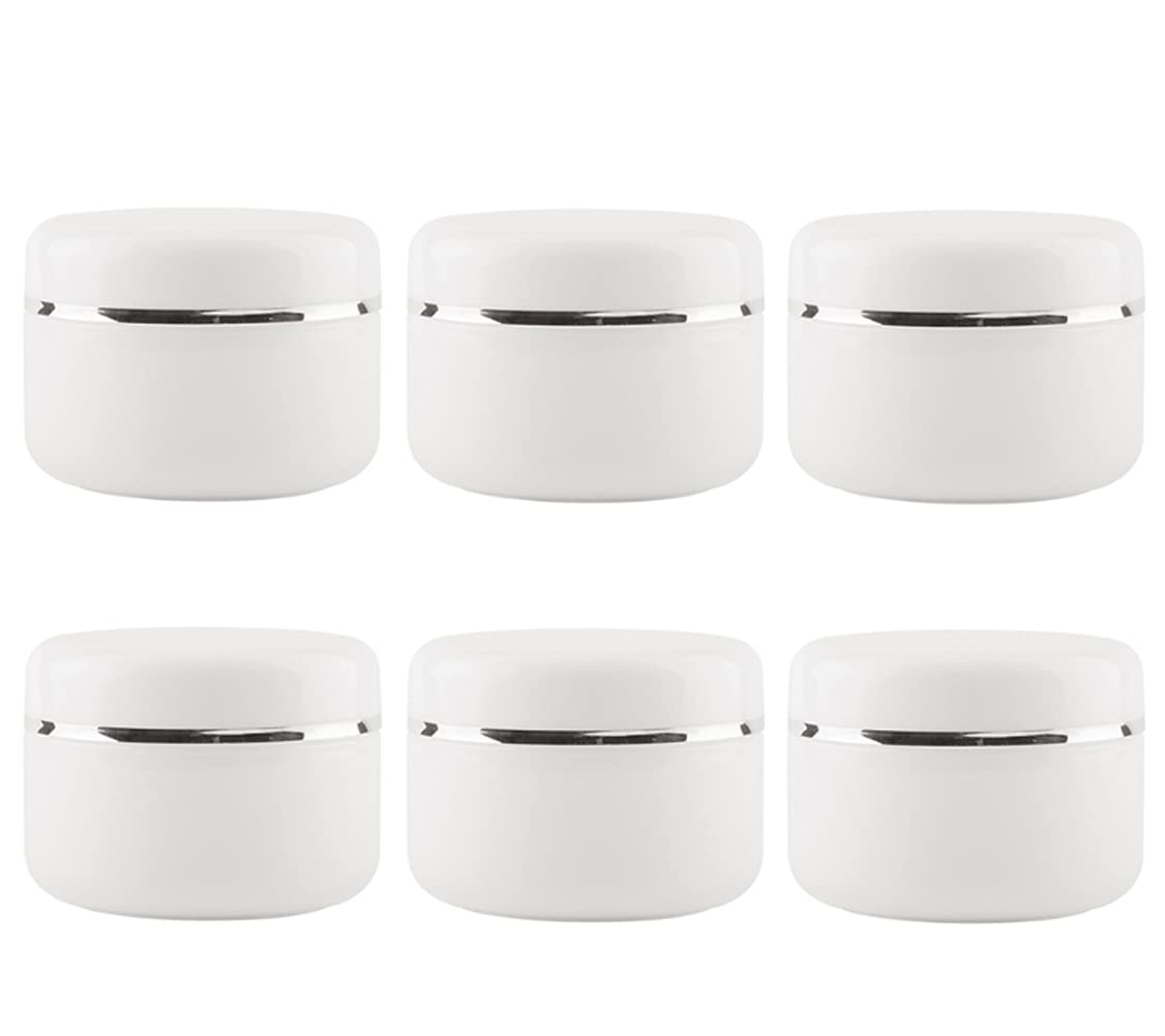 erioctry White Plastic Jar with Dome Lid 8 Oz (250g) Refillable Make-up Cosmetic Jars Empty Face Cream Lip Balm Lotion Storage Container Pot Case (Pack of 6)