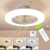 SLZ Ceiling Fan with Lighting, LED Fan Ceiling Fan, 36 W, Ceiling Lighting, dimmable with Remote Control, 3 Files, Adjustable Wind Speed, Modern bedroom58CM,Clear